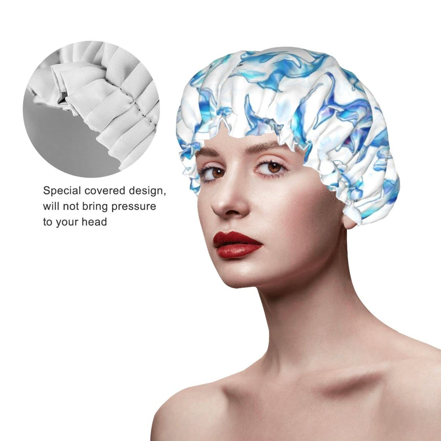 Dolphin Shower Cap Reusable Bath Hair Cap Double Layer Waterproof Bathing Shower Hat for Ladies, Men, Kids, Spa or Salon Beauty and Personal Care BONDIJ