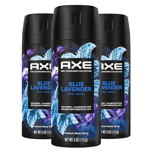 AXE Fine Fragrance Collection Premium Deodorant Body Spray for Men Blue Lavender 3 Count with 72H Odor Protection and Freshness Infused with Lavender Beauty and Personal Care AXE