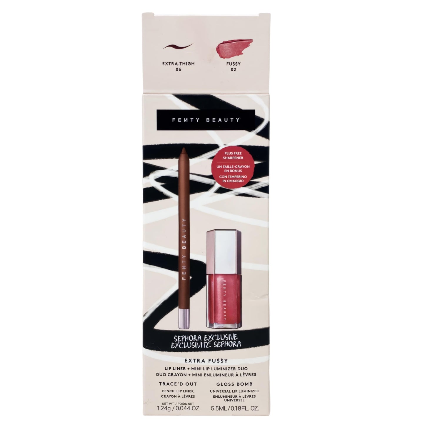 FENTY BEAUTY Extra FuSSy Lip Liner + Mini Lip Luminizer Duo - 06 Extra Thigh / 02 FuSSy Beauty & Personal Care FENTY BEAUTY