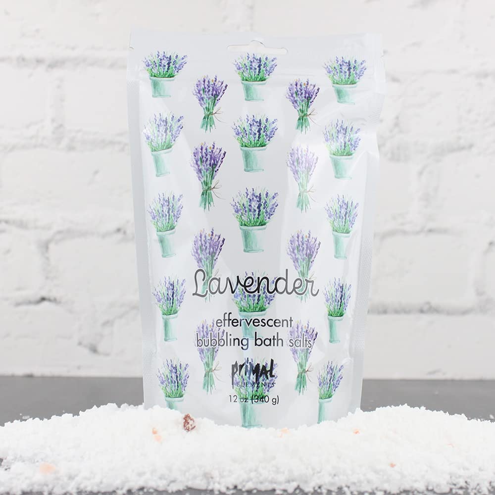 Primal Elements Detoxifying Sea Salt Soak, Bubbling Aromatherapy Salts with Essential Oils, Lavender, 12 oz Resealable Bag Beauty and Personal Care Primal Elements