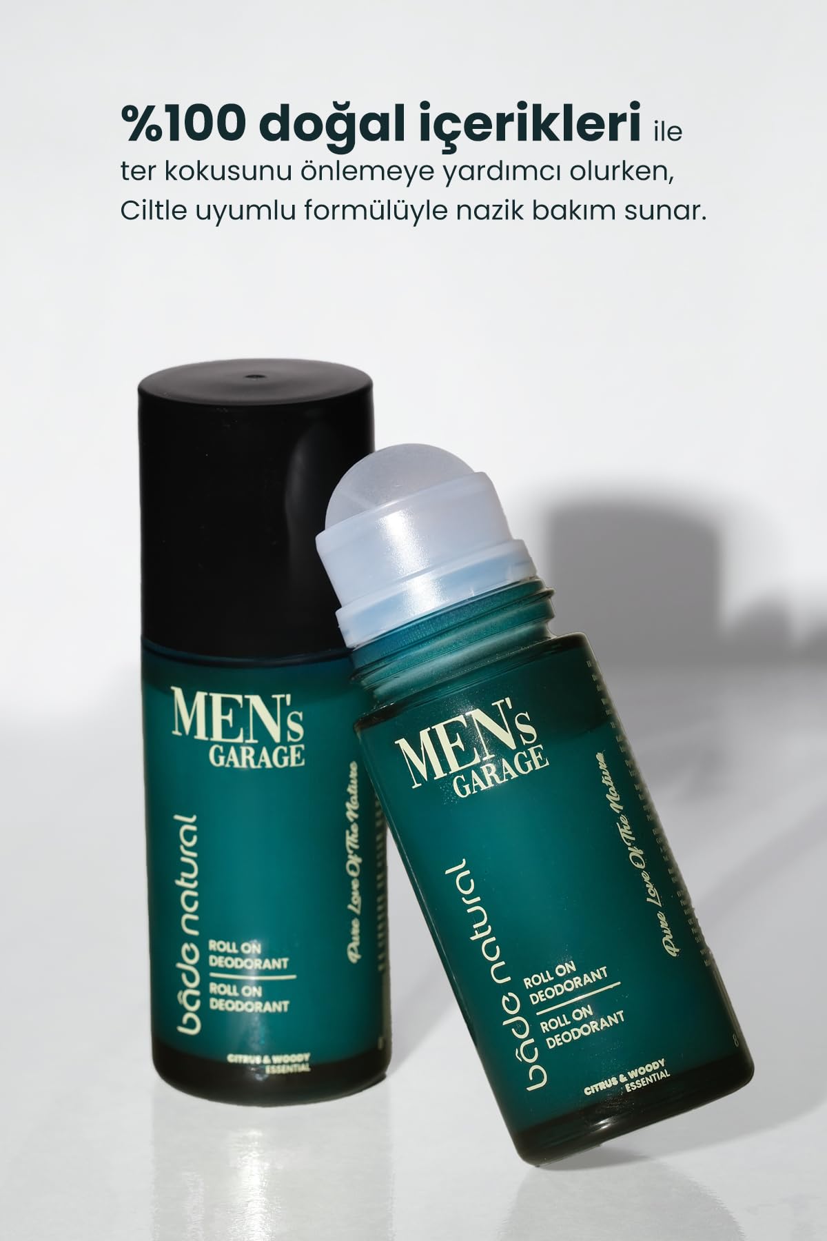Bade Natural Men’s Garage Roll-On Deodorant - 1.69 fl oz (50 mL) - Natural Odor Protection & Refreshing Citrus Woody Scent Beauty and Personal Care Bade Natural