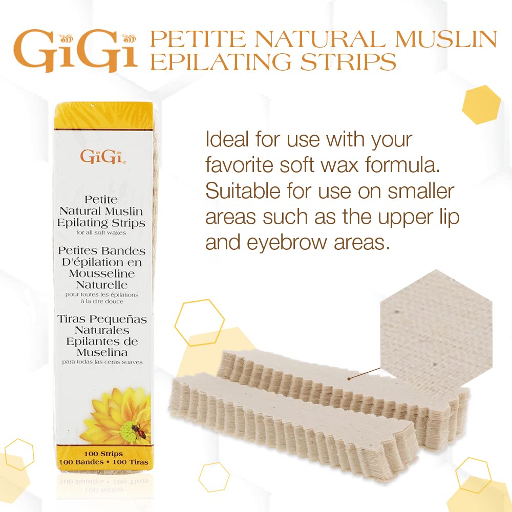 GiGi Waxing Strips for Hair Waxing/Hair Removal, Petite Natural Muslin, 100 Epilating Strips Beauty & Personal Care GIGI