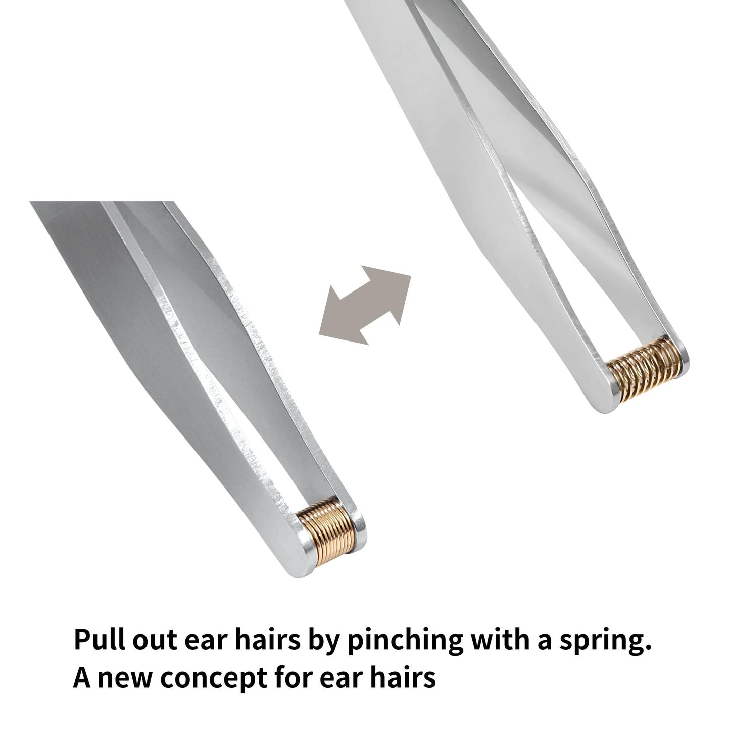 Seki Japan Ear Hair Trimmer Clipper Cutter Tweezers Shape with Spring Safe Design for Hair Removal, Japanese Stainless Steel Beauty & Personal Care Product of Gifu Japan