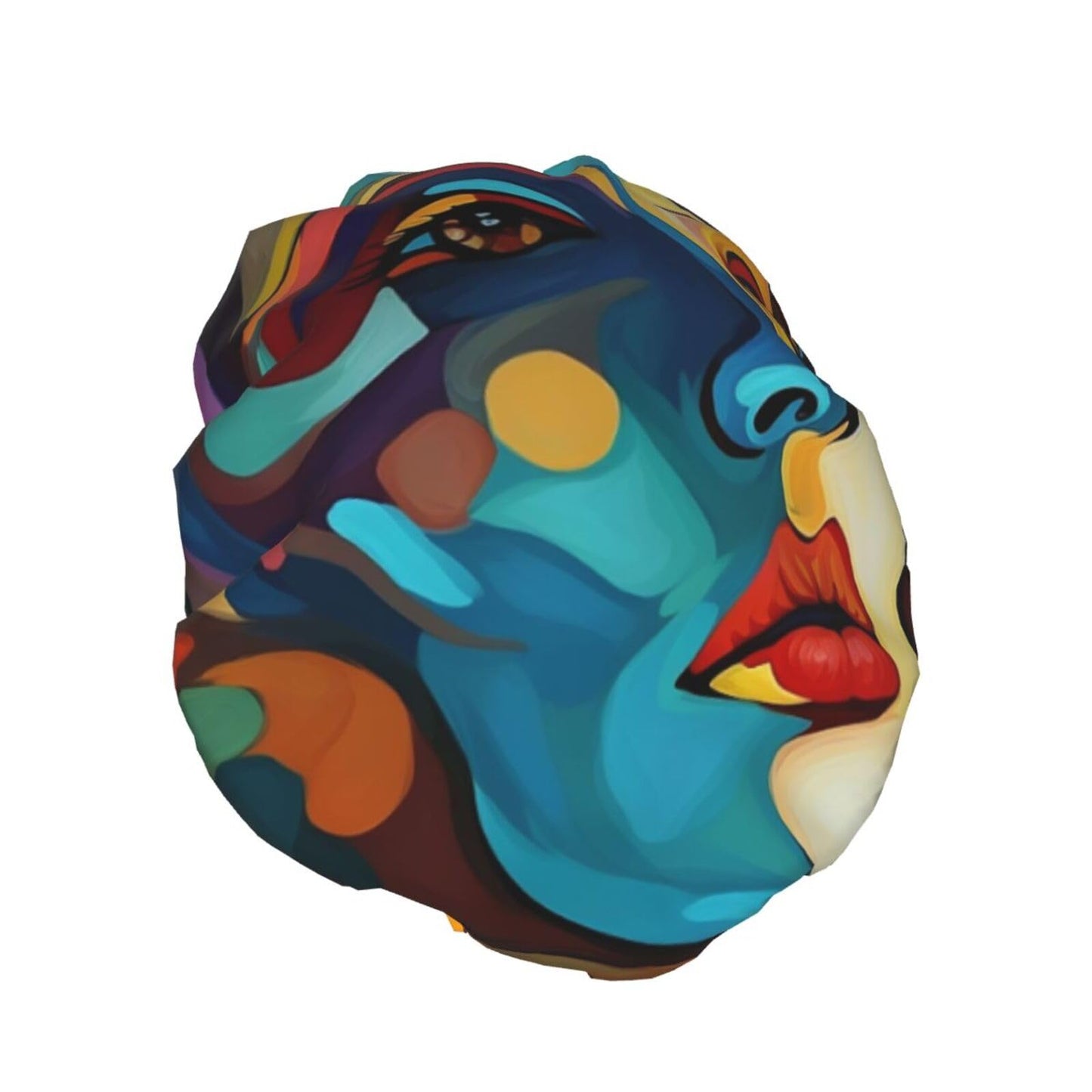 Abstract Colored Woman Face Shower Cap For Women Reusable Double Layers Bathing Bath Cap Hair Caps Waterproof Elastic Band Ladies Spa Salon Shower Hat Beauty and Personal Care GDSHJKLW