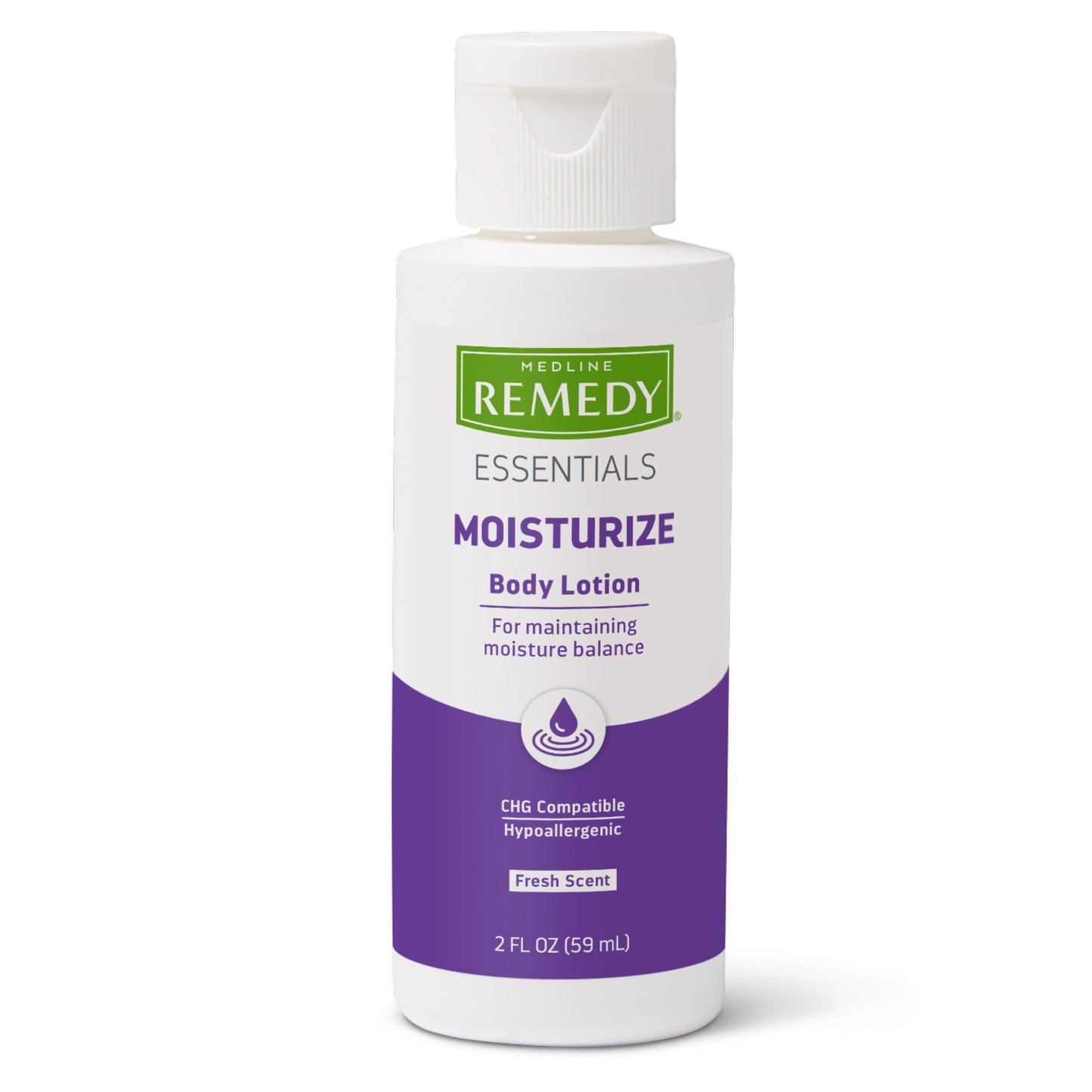 Medline Remedy Essentials Moisturizing Body Lotion (2 oz Bottle), Fresh Scent, Travel-Size, Hydrating, Non-Greasy, For Dry Skin, Hypoallergenic, Men Beauty & Personal Care Medline