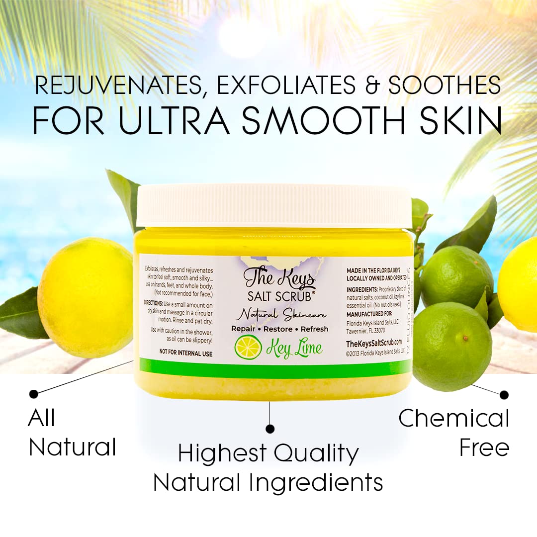 The Keys Salt Scrub -Sea Salt Scrub - Exfoliating Body Scrub with Wooden Spoon - Moisturizing Exfoliator for Hands, Foot, Bath, (12 Ounce (Pack of 3) Beauty & Personal Care The Keys Salt Scrub