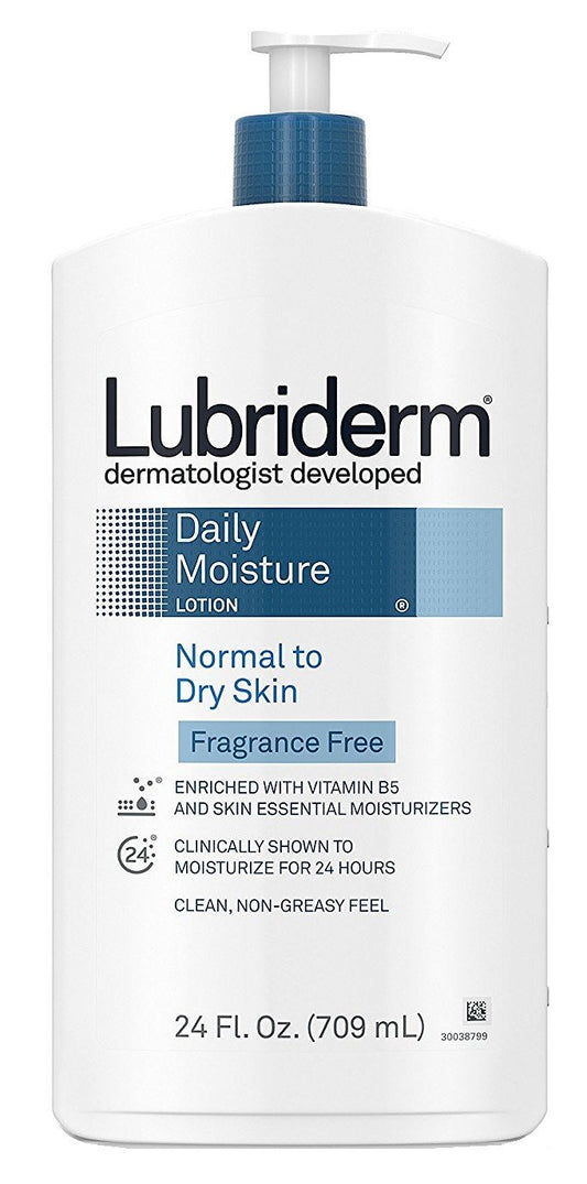 Lubriderm Daily Moisture Lotion Fragrance-Free 24 Ounce Normal to Dry (709ml) (6 Pack)