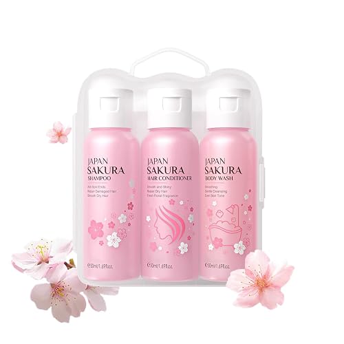 Cherry Blossom Shampoo and Conditioner & Body Wash Set,Hydrating Hair Care&Gentle Moisturizing Shower Gel,Delicate Floral Scent for Soft Silky Beauty & Personal Care TUOSHITONG