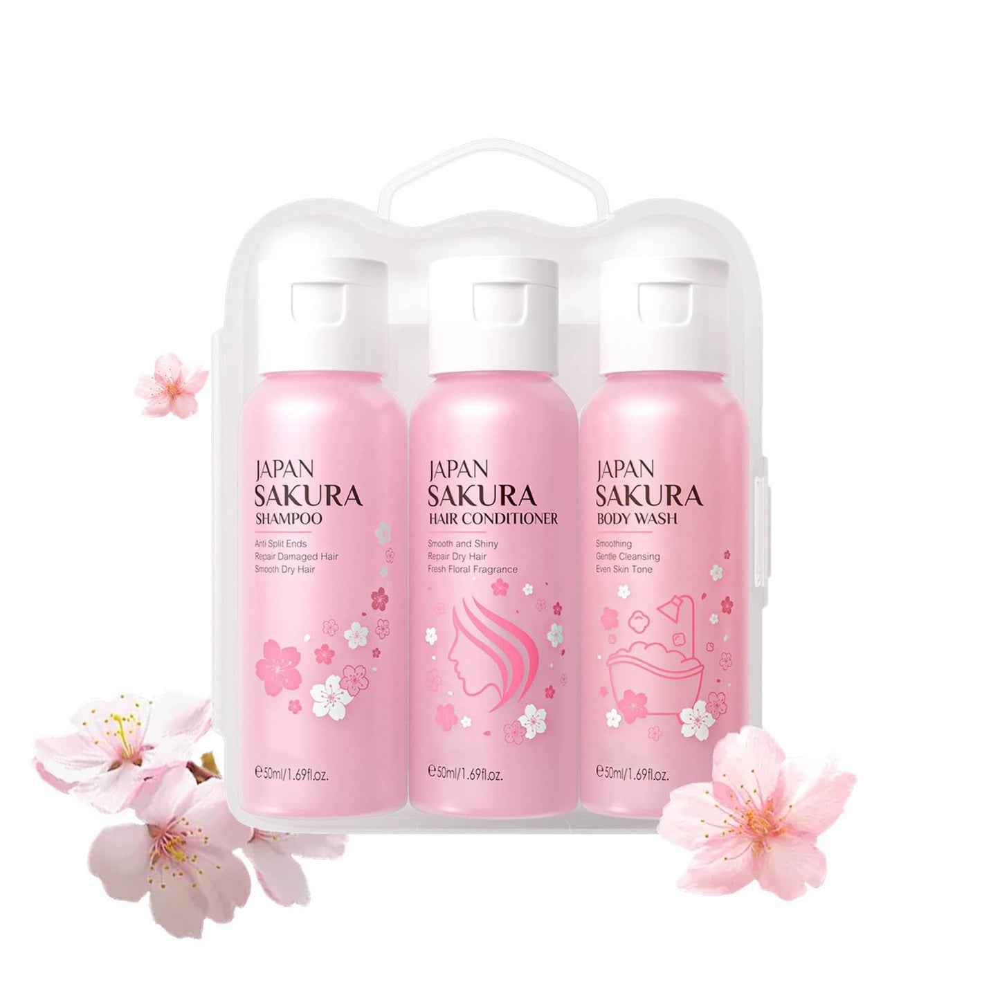Cherry Blossom Shampoo and Conditioner & Body Wash Set,Hydrating Hair Care&Gentle Moisturizing Shower Gel,Delicate Floral Scent for Soft Silky Beauty & Personal Care TUOSHITONG
