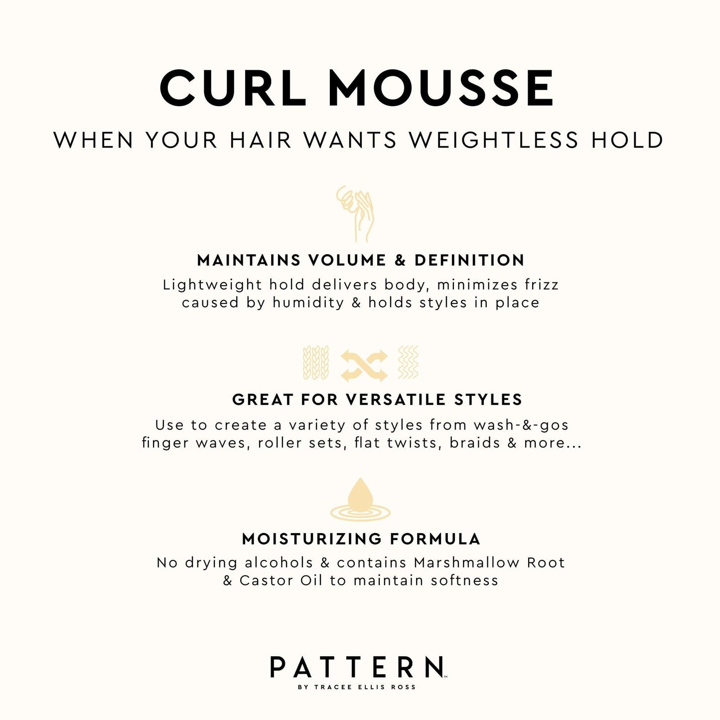 PATTERN Beauty by Tracee Ellis Ross Curl Mousse - Volume and Hold for Curly Hair 3a-4c Beauty & Personal Care PATTERN
