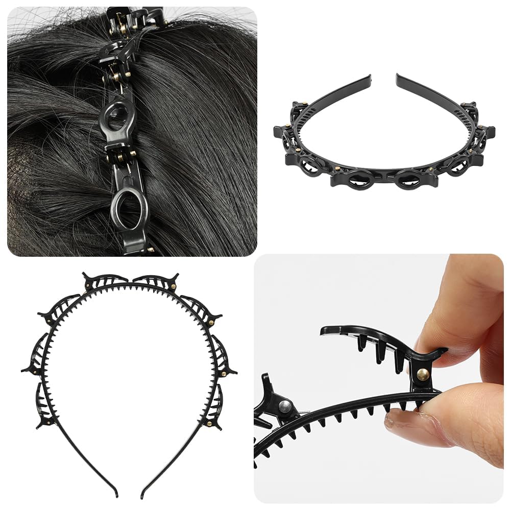 IJPDDRXYN 2 Pcs Braided Bangs Headband with Teeth, Professional Weaving Clip & Invisible Fringe Styling Tool for Women Girls, for Fine or Thick Hair Beauty and Personal Care IJPDDRXYN
