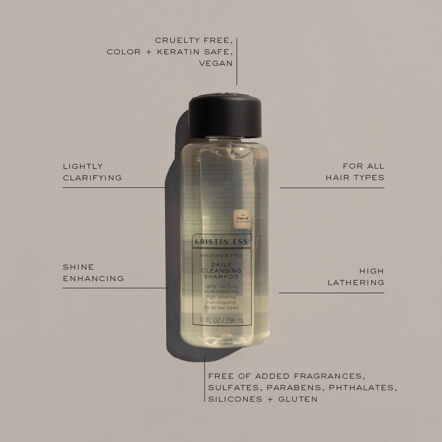 Kristin Ess Hair Fragrance Free Daily Cleansing Shampoo, Lightly Clarifying, Shine Enhancing, Vegan, Paraben, Sulfate, Phthalate and Silicone Free Beauty & Personal Care Kristin Ess