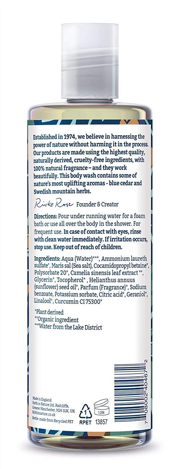 Faith In Nature Blue Cedar Body Wash 1 x 400ml Beauty & Personal Care FAITH IN NATURE