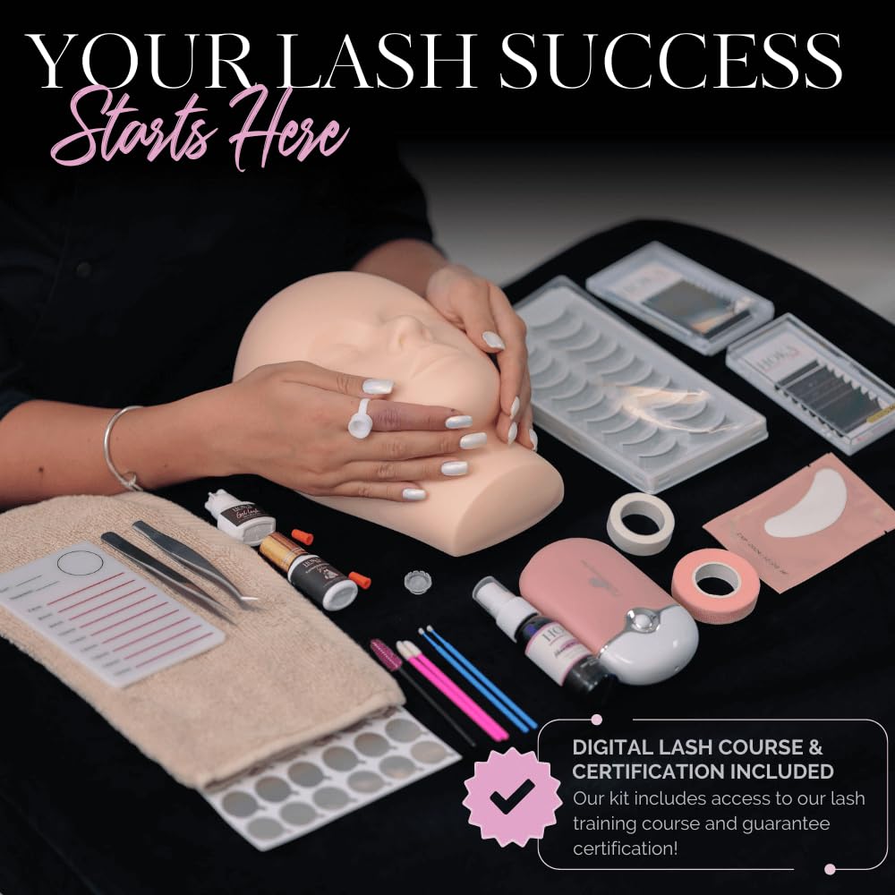 Hoka Lash Eyelash Extension Kit & Training Course and Certification, Professional Lash Extension Kit for Beginners Includes Practice Mannequin Head Beauty & Personal Care HOKA