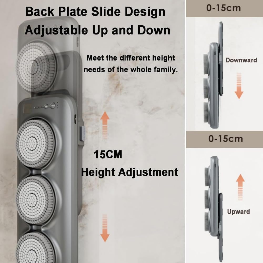 YIJIEHH Electric Back Bath Brush, Wall Mounted Back Scrubber Exfoliating Bath Wash Pad - 3-Speed Adjustment, 360° Automatic Rotation - Deep Cleansing Beauty and Personal Care YIJIEHH