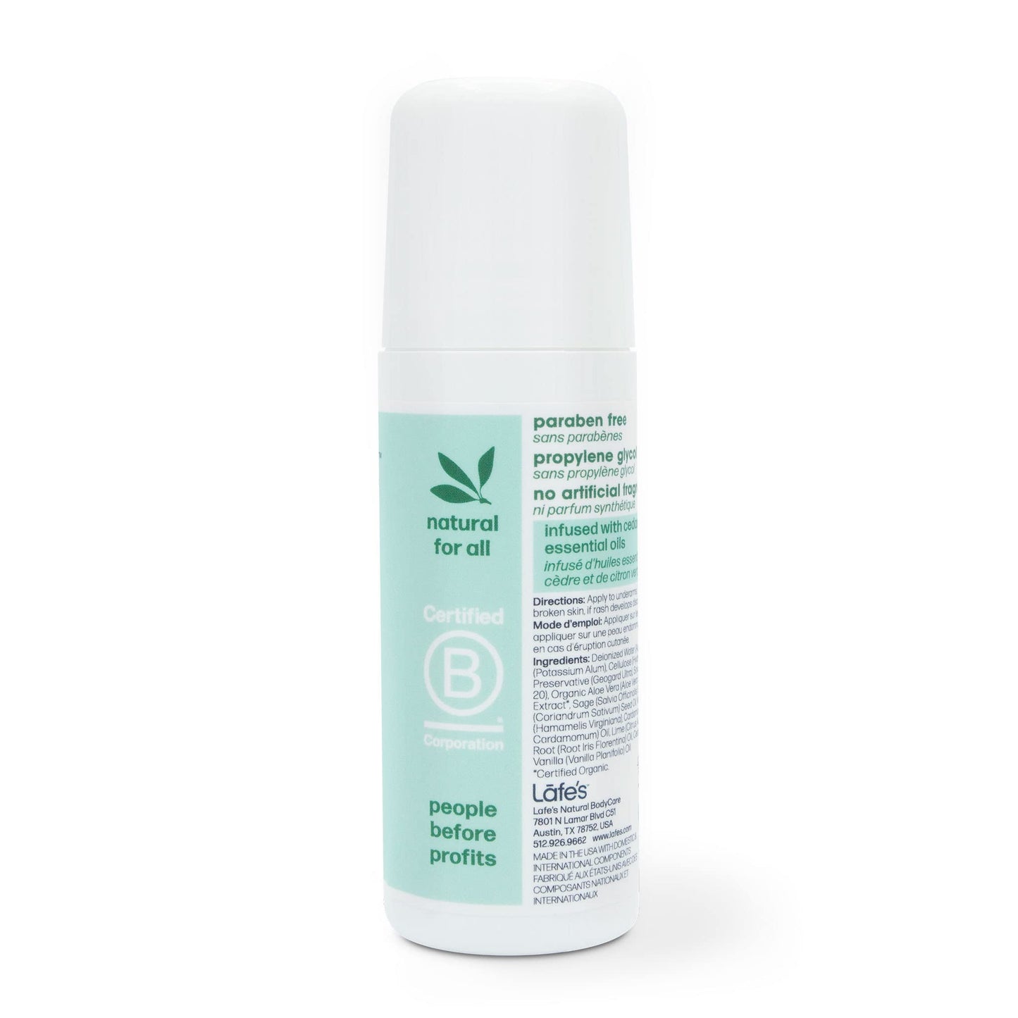 Lafe's Natural Deodorant - 3oz Roll-On Aluminum Free Natural Deodorant - Cedar & Lime - 2 Pack Beauty and Personal Care Lafe's