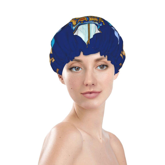 Tristan Da Cunha Flag Prints Shower Cap Double Layer Lined Waterproof Bathing Shower Hat Beauty and Personal Care Hayyett