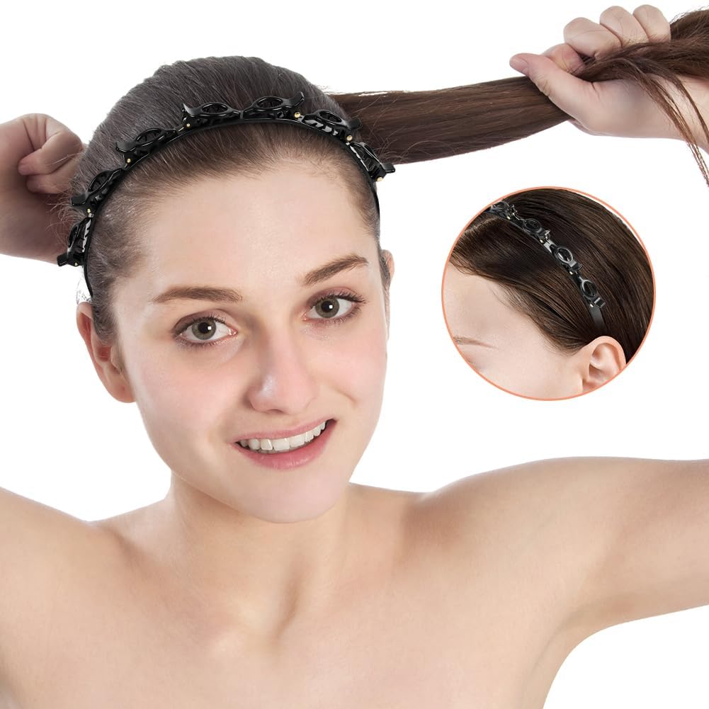IJPDDRXYN 2 Pcs Braided Bangs Headband with Teeth, Professional Weaving Clip & Invisible Fringe Styling Tool for Women Girls, for Fine or Thick Hair Beauty and Personal Care IJPDDRXYN