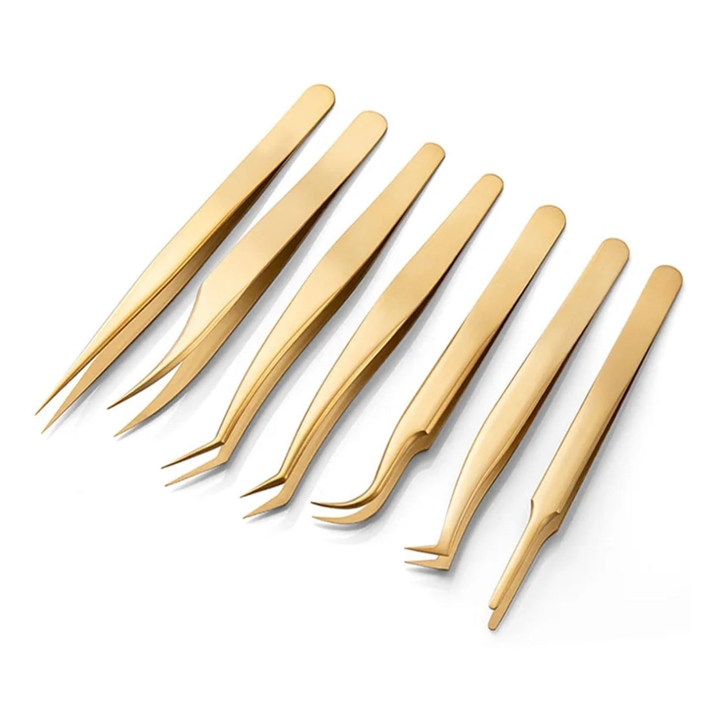 Eyelash Tweezer For False Eyelash Extension Lash Fan Eyebrows Nail Art Clip Cilia Gold Stainless Steel Tweezers Makeup Tools(Tweezers C) Beauty and Personal Care ZXYZXYZZ