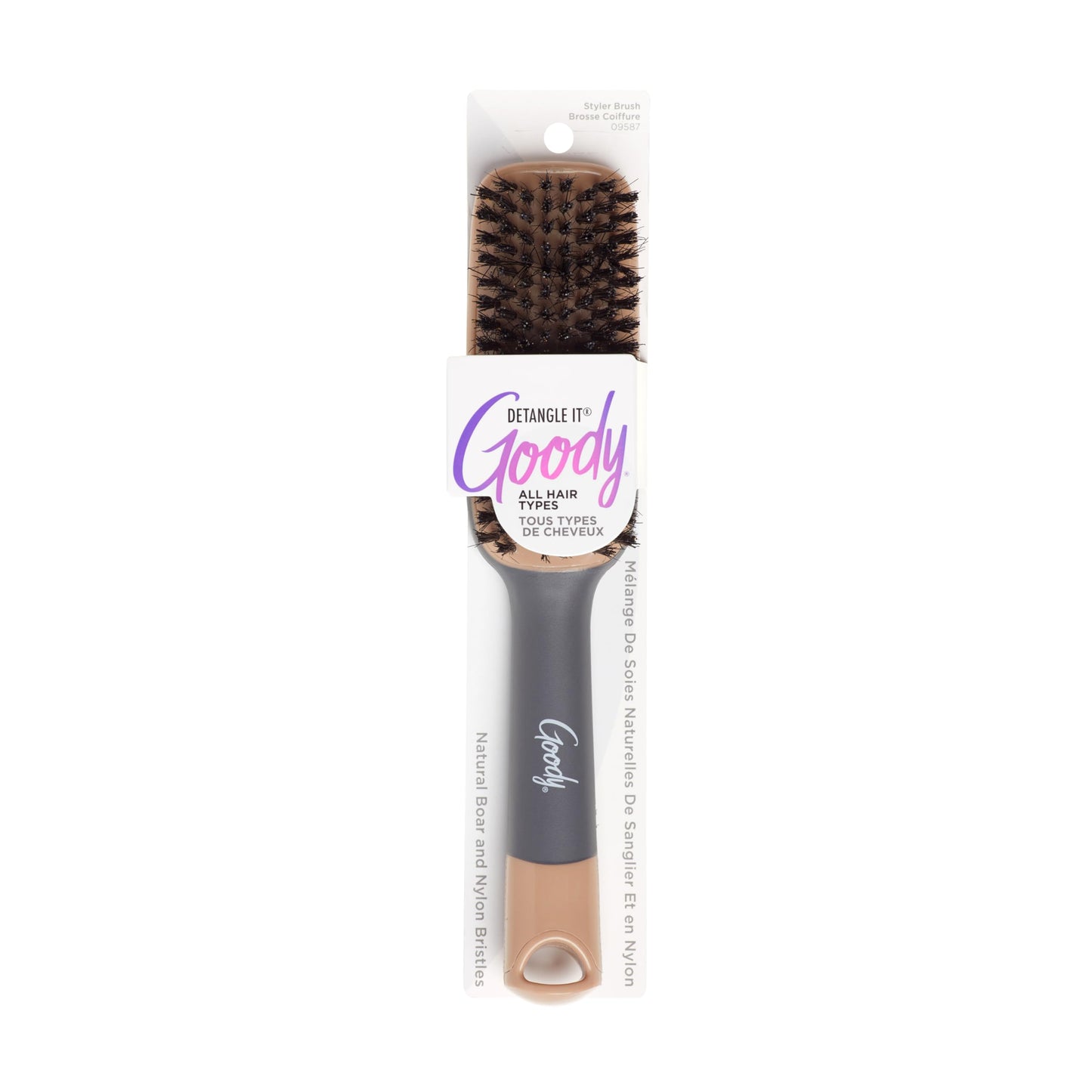 Goody Detangle It Boar Bristle Hair Brush, Use as a Detangling or Styling Brush, Conditions & Boosts Shine, Helps Tackle Knots & Reduce Frizz, For Wet Beauty & Personal Care GOODY