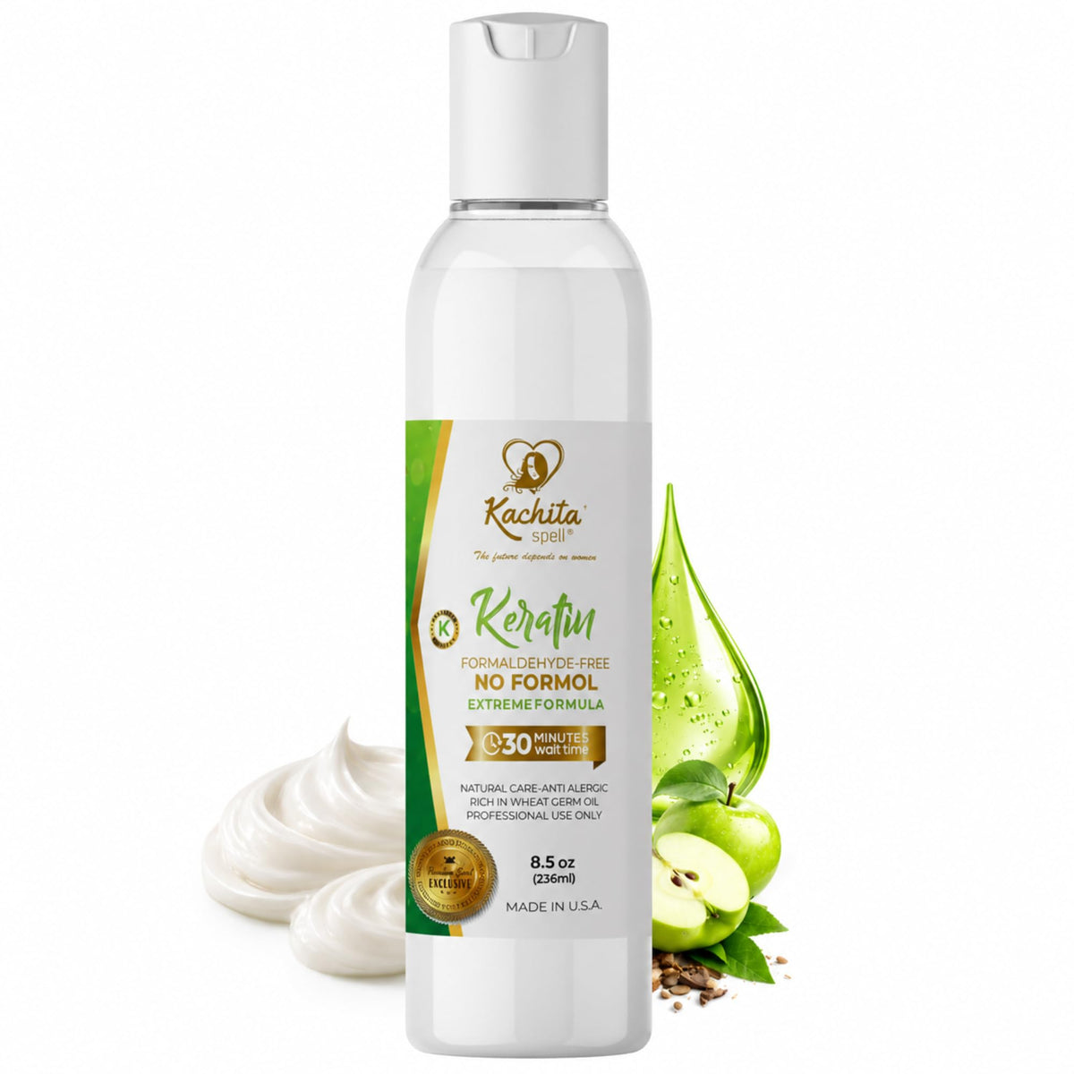 Kachita Spell Brazilian Keratin Hair Straightening, Formaldehyde Free 8.5oz