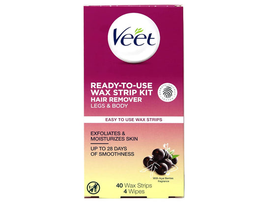 Veet Ready-to-Use Dermatologically Tested 40 Count Hair Remover Wax Strip Kit for Legs & Body (3 Pack) Beauty and Personal Care Veet