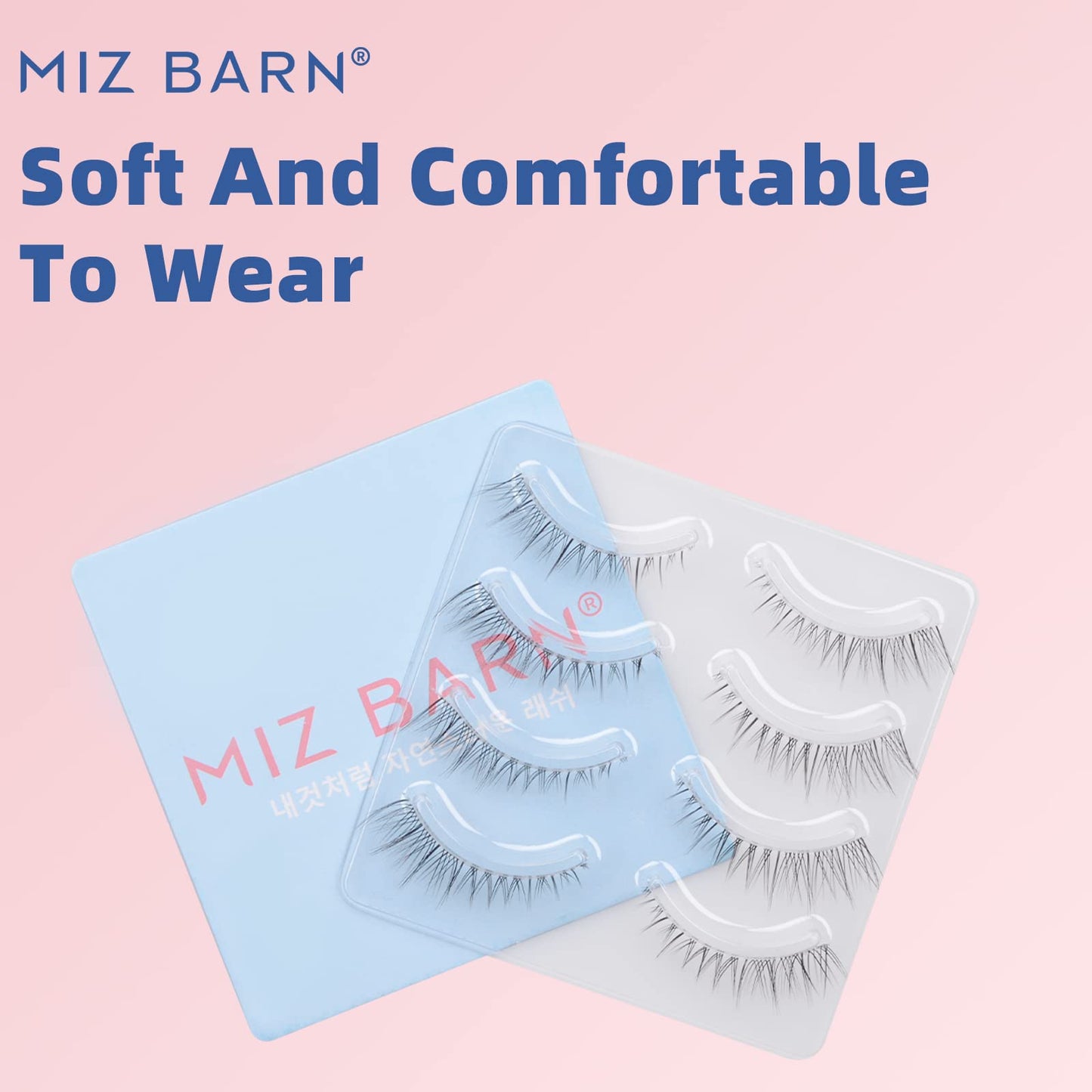 Miz Barn Daily Lashes 4 Pairs Natural Look False Eyelashes, Natural Soft Lightweight Comfortable Short Lashes Strip Cross Clear Band Handmade False Beauty & Personal Care Miz Barn