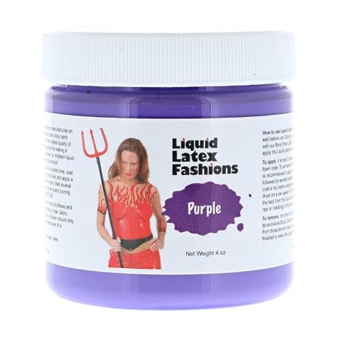 Purple 4 Oz - Liquid Latex Body Paint, Ammonia Free No Odor, Easy On and Off, Cosplay Makeup, Creates Professional Monster, Zombie Arts, Face Paint Beauty & Personal Care Liquid Latex Fashions