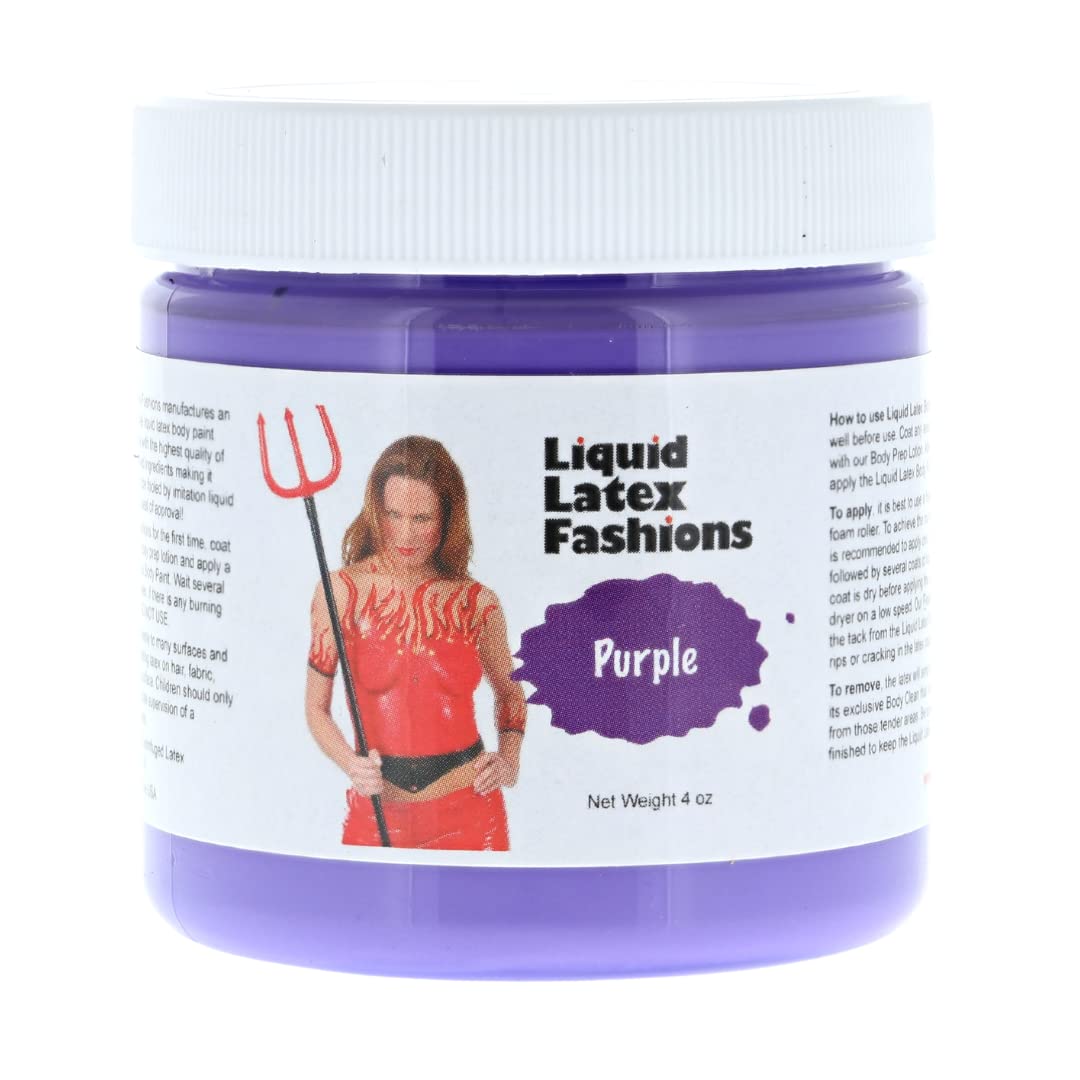 Purple 4 Oz - Liquid Latex Body Paint, Ammonia Free No Odor, Easy On and Off, Cosplay Makeup, Creates Professional Monster, Zombie Arts, Face Paint Beauty & Personal Care Liquid Latex Fashions