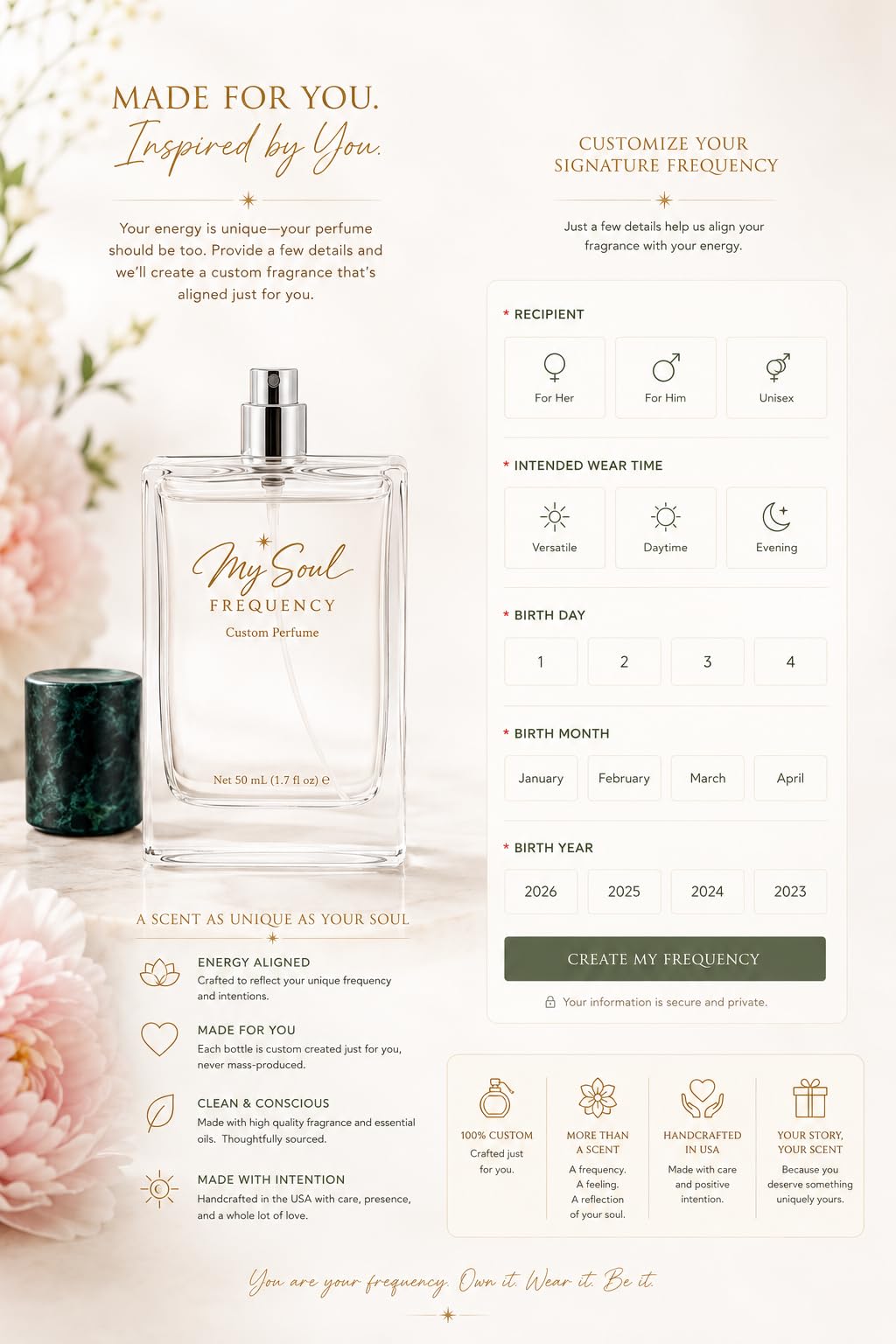 My Soul Frequency Custom Perfume, Personalized Date of Birth Fragrance for Women and Men, Unisex, 50 mL Beauty & Personal Care Laritelle