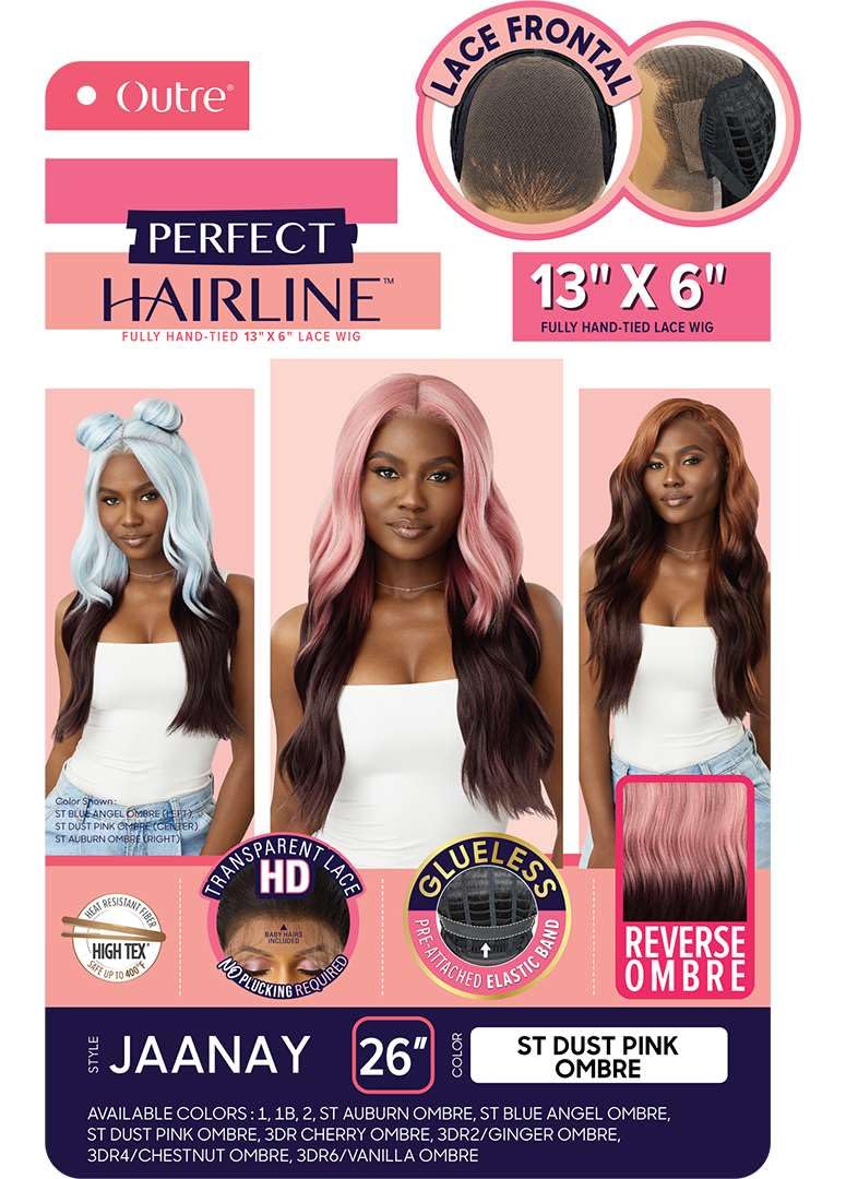 Outre Lace Front Wig -Perfect Hair Line 13X6 - Jaanay (OFF BLACK 1B)