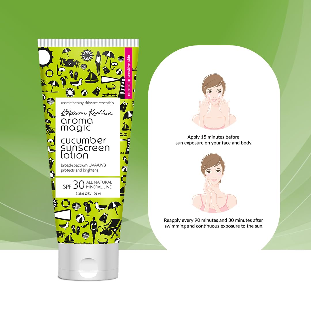 Aroma Magic Cucumber Sunscreen Lotion with SPF 30 | Non-Nano Zinc Oxide Mineral Sunblock | Broad Spectrum UVA/UVB Sun Protection | Soothes & Cools Beauty & Personal Care Aroma Magic