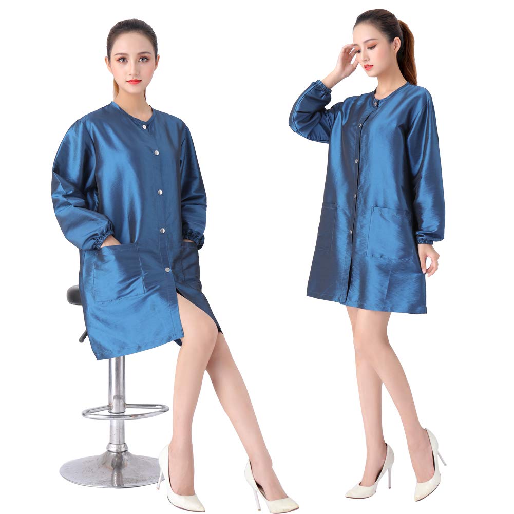 KAHOT Professional Salon Barber Smock Stylist Jacket Cosmetology Uniform Hairdressing Cape Workwear Pet Grooming Coveralls (Blue, XL) Beauty & Personal Care KAHOT