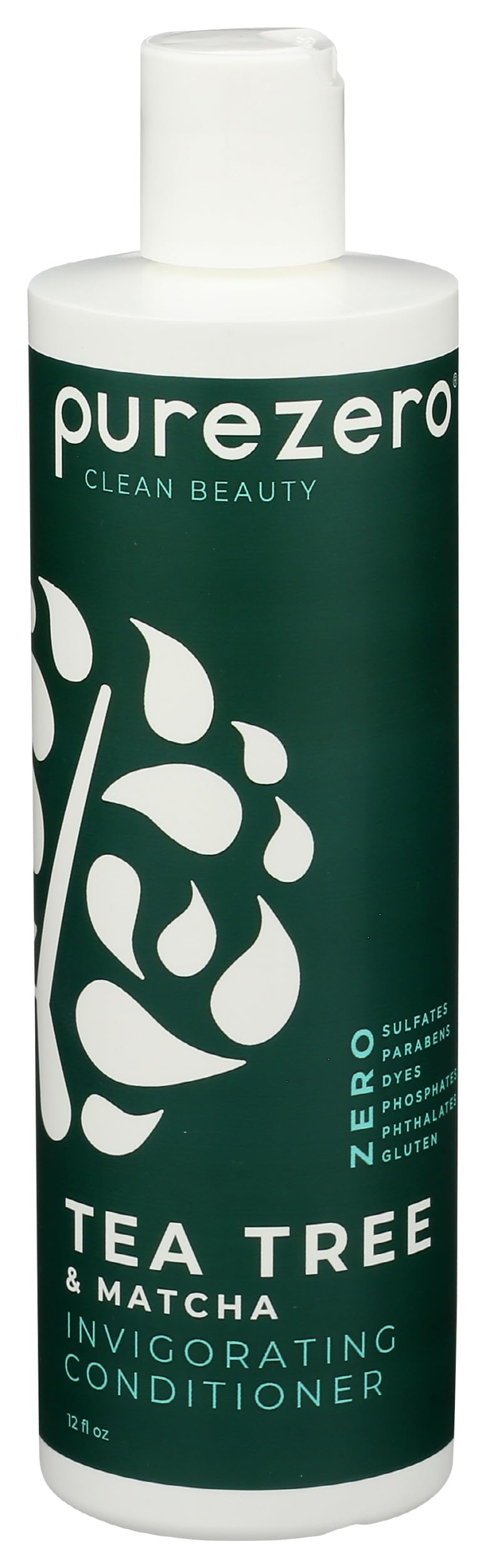 Purezero Tea Tree & Matcha Conditioner - Minty Nourishing & Invigorating Scalp Treatment - Zero Sulfates, Parabens, Dyes Vegan and Cruelty Free - 12