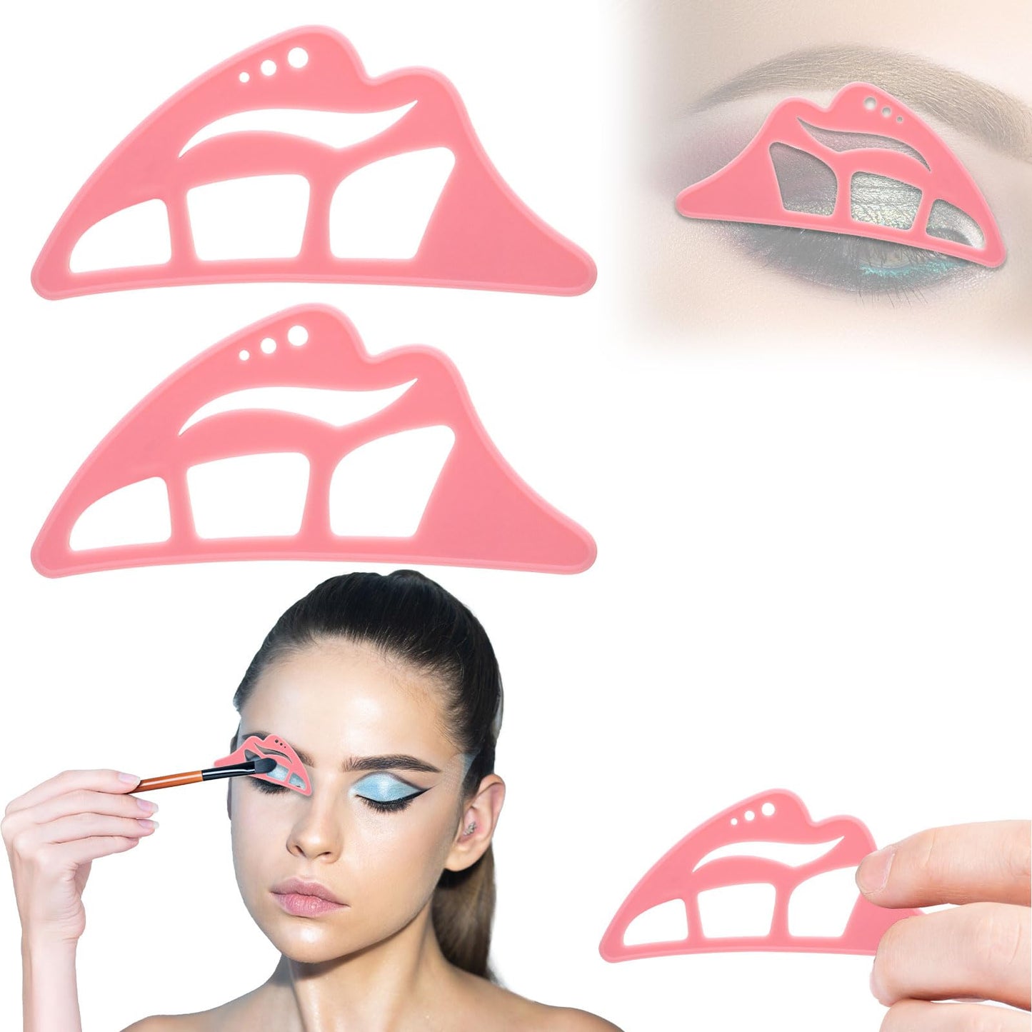 NFAMRZCAR 2PC Eyeshadow Stencil 5 in 1 Silicone Eyeshadow Tool,Reusable Eye Makeup Aid Stencils,Eye Makeup Aid, for Make Up Beginners&Women (Pink) Beauty & Personal Care NFAMRZCAR