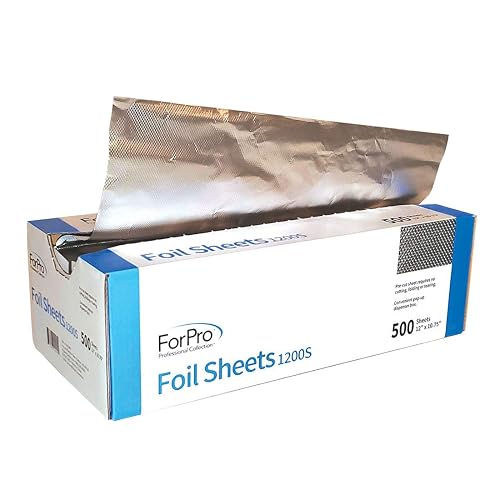 ForPro Professional Collection Embossed Foil Sheets 1200S, Aluminum Foil, Pop-Up Dispenser, for Hair Color Application and Highlighting Services, Food Beauty & Personal Care ForPro Professional Collection