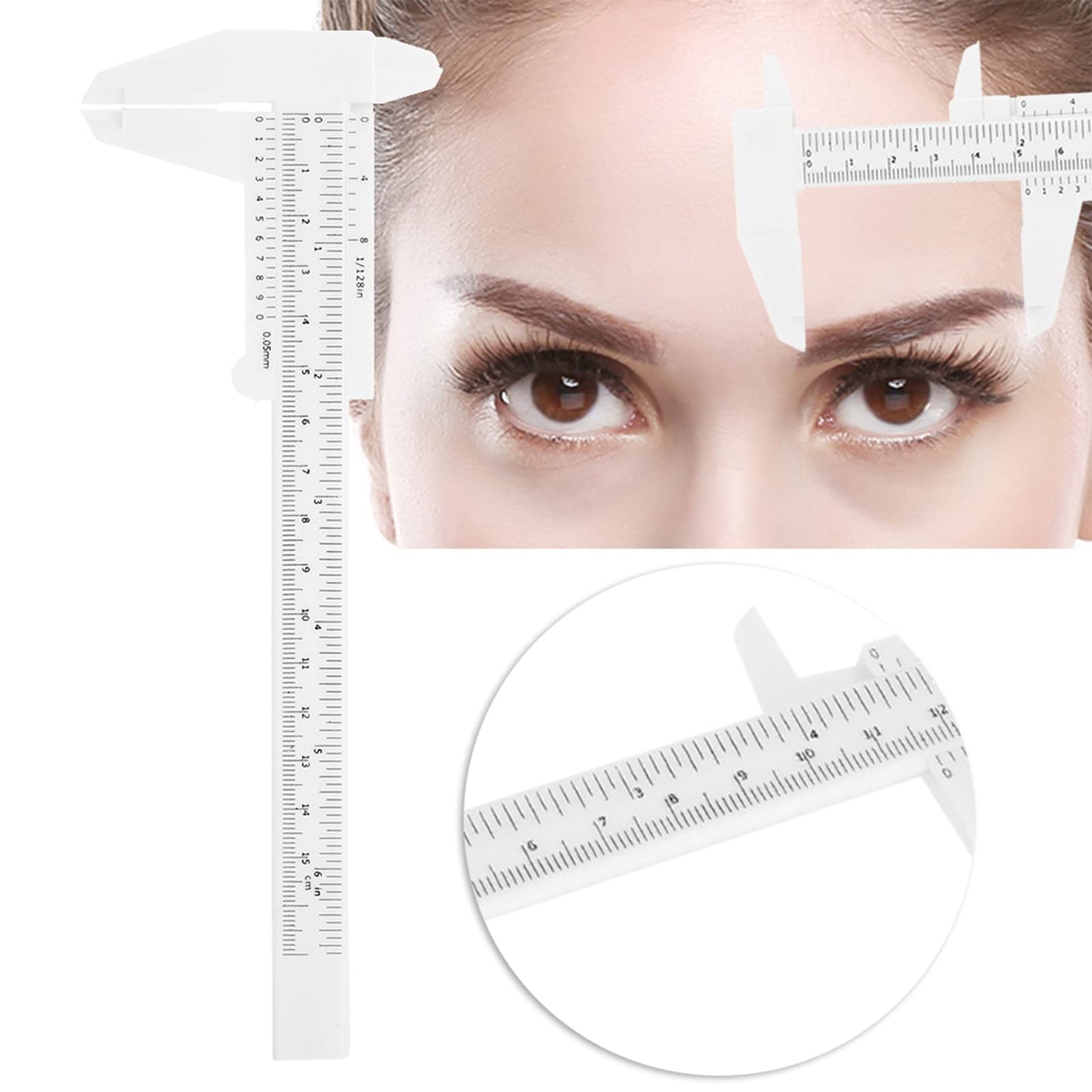 Haosie Eyebrow Ruler Mapping, Eyebrow Measuring Tool, Double Scale Vernier Caliper, Plastic Sliding Gauge Ruler for Permanent Makeup Eyebrow Shaping Beauty & Personal Care Haosie