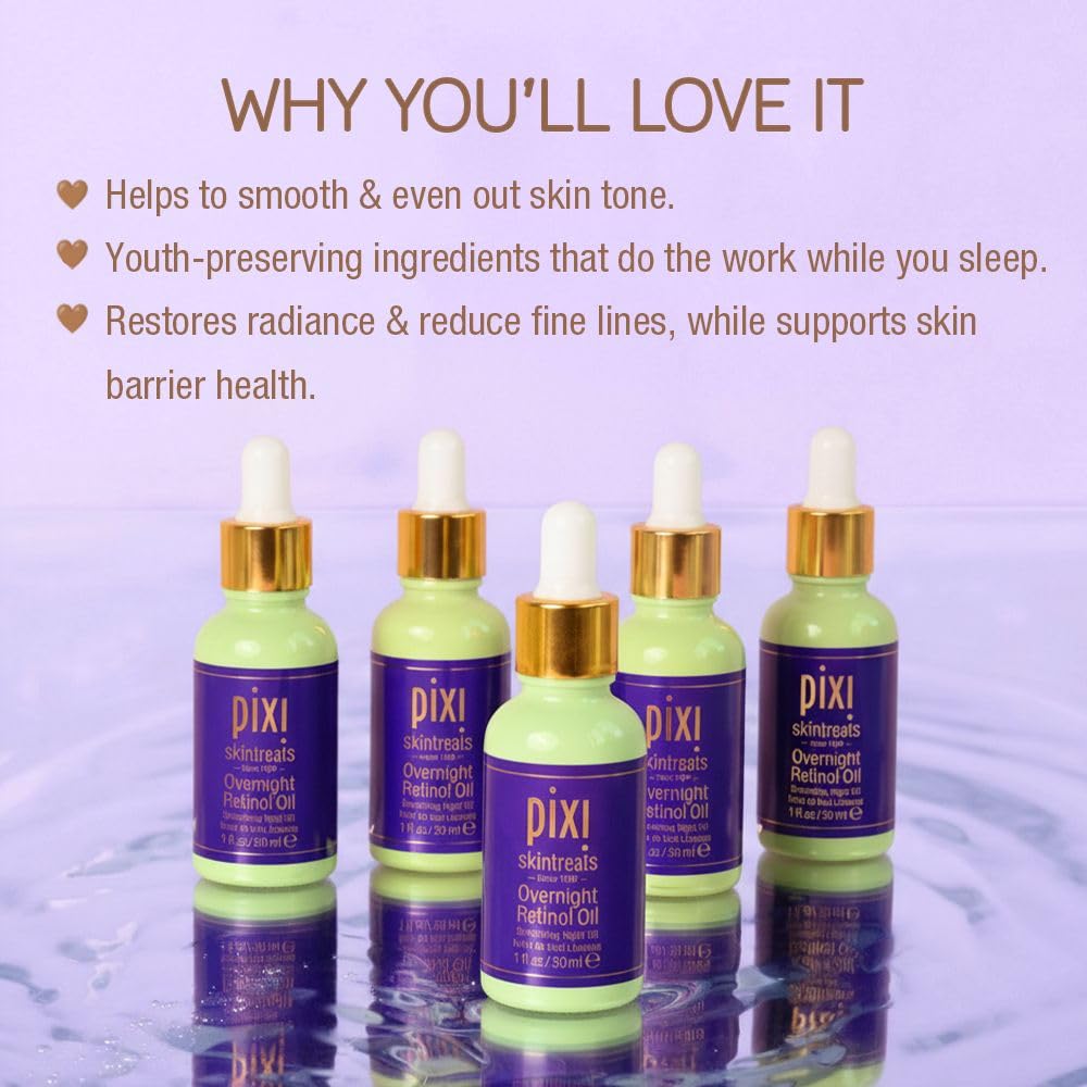 Pixi Beauty Overnight Retinol Oil | Smoothing Night Oil | Peptides Help Firm & Revitalize Skin | Improves Appearance of Fine Lines | 1.01 Fl Oz Beauty & Personal Care Pixi
