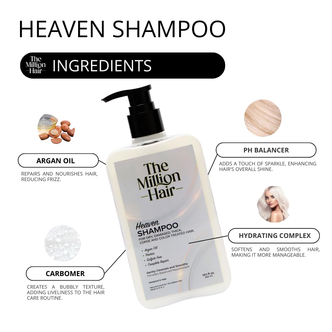 Heaven- Shampoo & Conditioner Set By The Million Hair, 10.1 Fl Oz (Pack of 2), White Beauty & Personal Care The Million Hair Inc