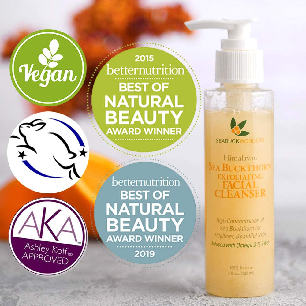 SeabuckWonders Organic Sea Buckthorn Exfoliating Daily Face Wash, Deep Cleaning, Gentle Facial Cleanser with Omega 3,6,7,9, Jojoba, pH Balanced Beauty & Personal Care SEABUCKWONDERS
