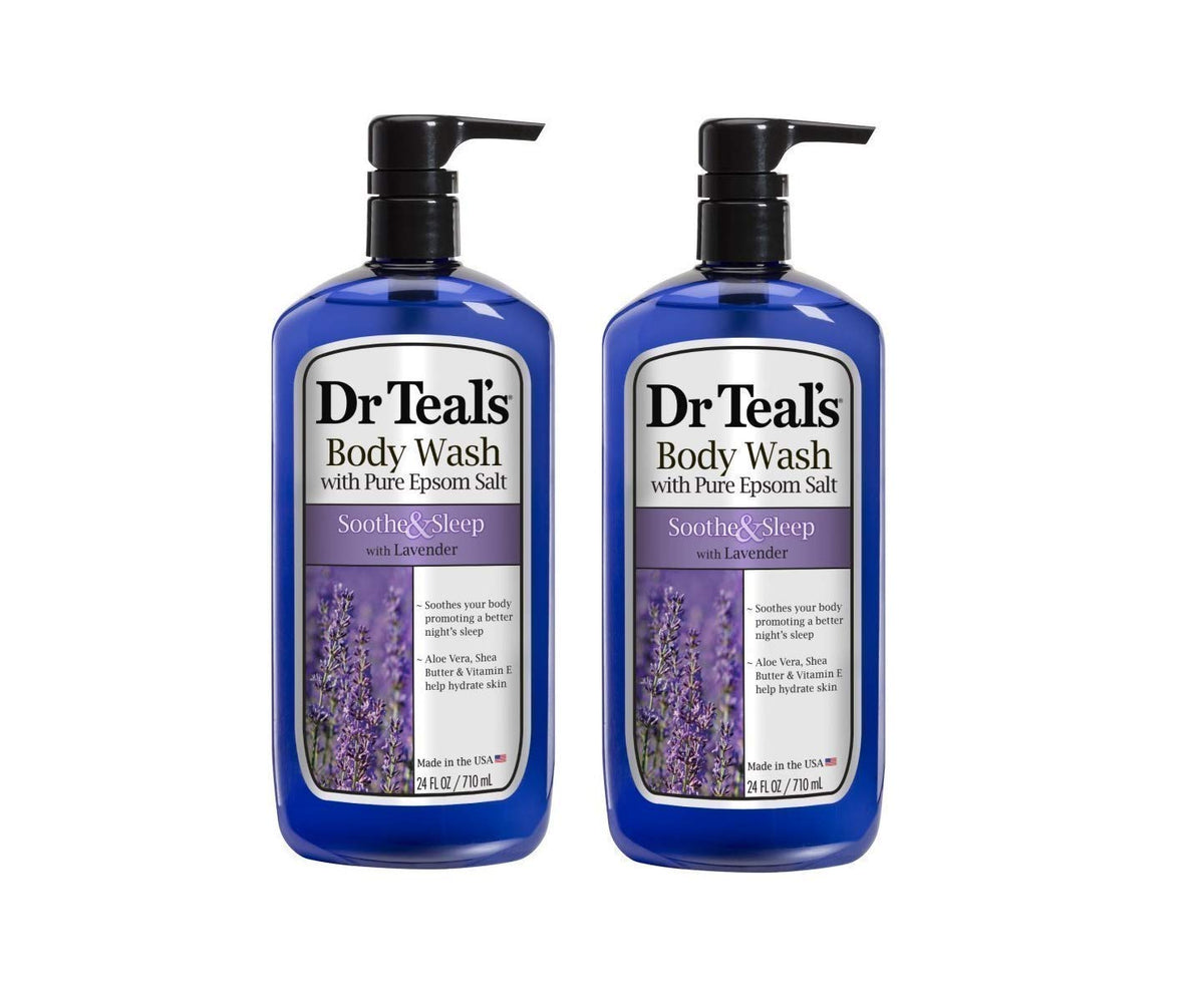 Dr. Teal's Lavender Body Wash Gift Set (2 Pack, 24oz Ea.) - Soothe & Sleep Lavender with Essential Oils Blended with Pure Epsom Salt - Ease Aches Beauty & Personal Care Dr Teal's