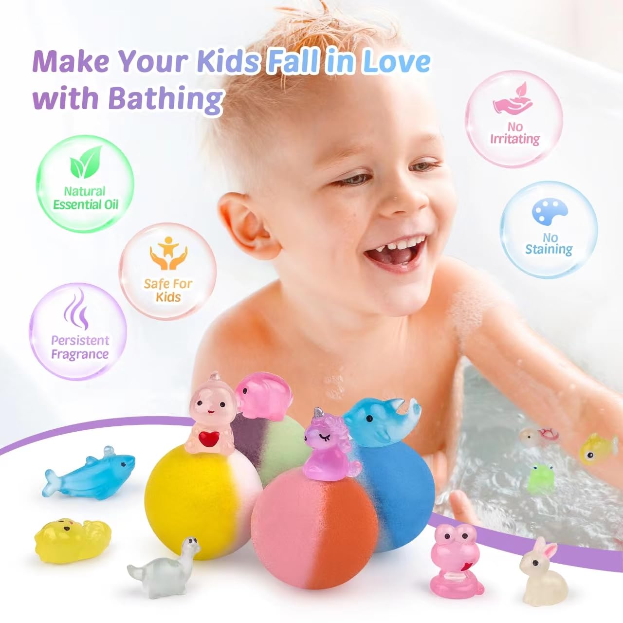Bath Bombs for Kids with Toy Inside, 36 Pcs Bath Bombs with Glow in The Dark Dinosaur, Animal and Ocean Surprise Inside, Handmade Organic Bubble Bath Beauty and Personal Care DOVIPE