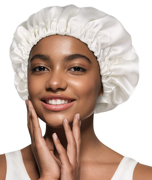 Alnorm Breathable Double Layer Natural Hair Satin Bonnet Sleep Cap Off-White Beauty and Personal Care Alnorm