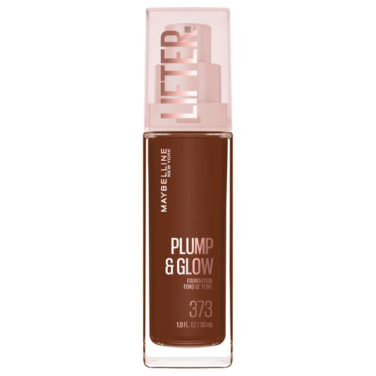 Maybelline Lifter Plump & Glow Foundation, Liquid Foundation with 2% Niacinamide + Hyaluronic Acid, Plumping and Brightening Face Makeup, 373, 1 Count