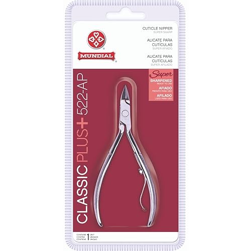 Cuticle Nipper Super Sharp - MUNDIAL 522-AP - Cuticle Trimmer for Manicure Kit and Pedicure Tools, Carbon Steel Handlee with Durable Spring. Tip Guard Beauty & Personal Care Mundial