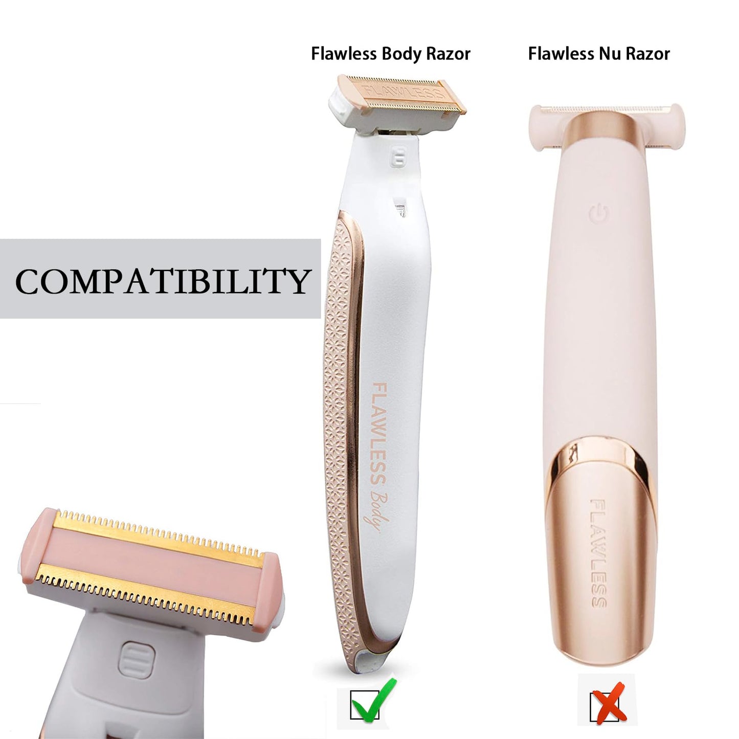 2PCS LinMei Razor Replacement Heads Compatible for Finishing Touch Flawless Body Rechargeable Ladies Shaver and Trimmer with 2 Cleaning Brush Beauty and Personal Care LinMei
