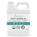 Soapeauty Sweet Almond Oil Cold Pressed Refined USDA Organic | 100% Pure & Natural Available in Bulk | Carrier for Essential Oils, Massage, Skin Beauty & Personal Care Soapeauty