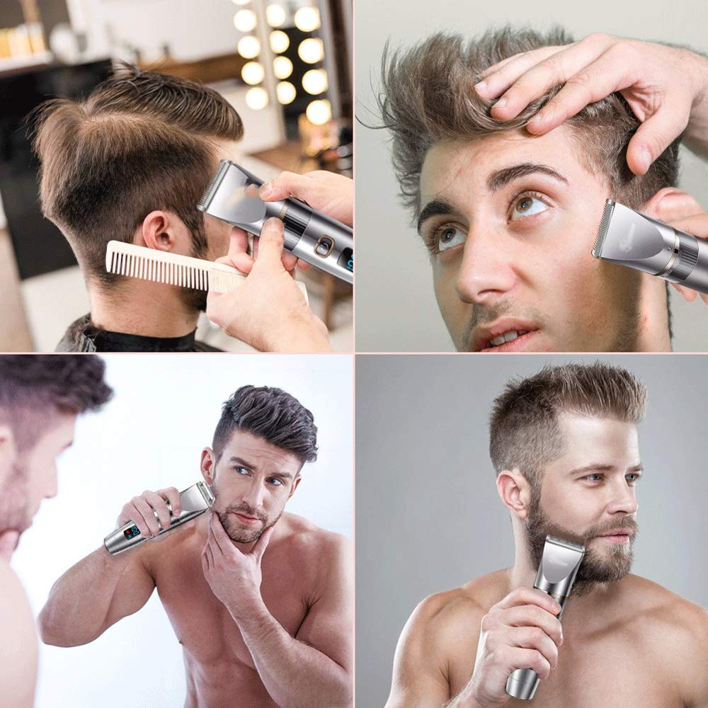 ZUIAI Professional Hair Clipper Waterproof Hair Clipper Men's Beauty Set Ceramic Blade Male LED Display Hairdressing Machine Beauty and Personal Care ZUIAI