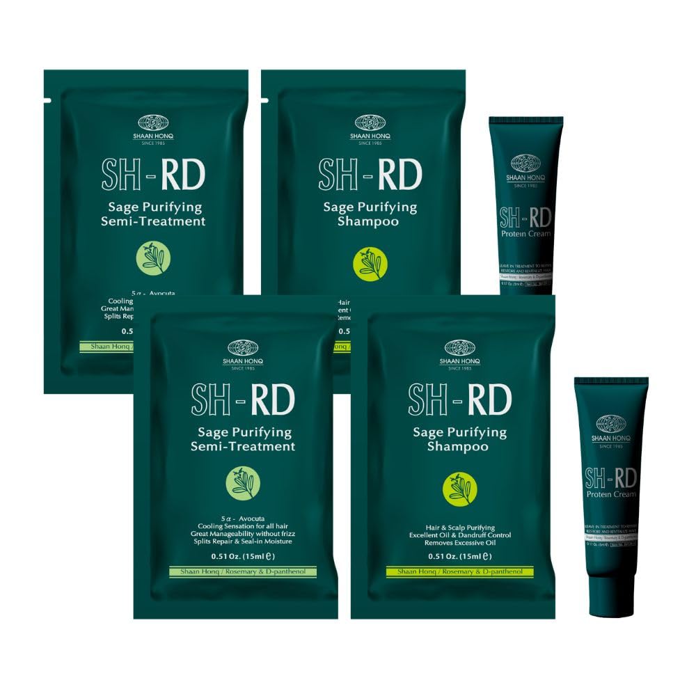 SH-RD Scalp Purifying Essentials for Travel & Trial | Sage Shampoo and Conditioner, Protein Cream | Hotel Size Set for Oily Hair Anti-Dandruff Beauty & Personal Care SH-RD