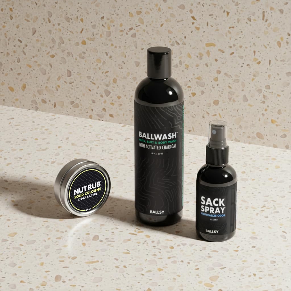 Ballsy Sack Pack, Men's Fresh Kit, Includes Body Wash, Deodorizing Spray and Cologne Rub, Men's Body Care, Ball Wash for Men Gift Pack, Citrus & Cedar Beauty & Personal Care Ballsy